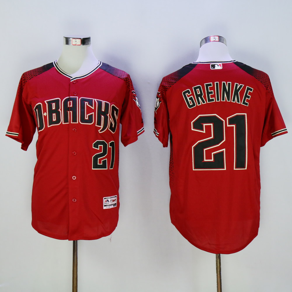 Men Arizona Diamondback #21 Greinke Red MLB Jerseys->->MLB Jersey